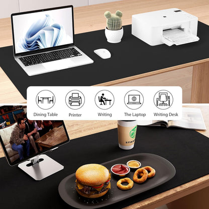 Cork Desk Pad, Double-Sided Desk Mat with Natural Cork & PU Leather, Mouse Pad/Table Protector Black