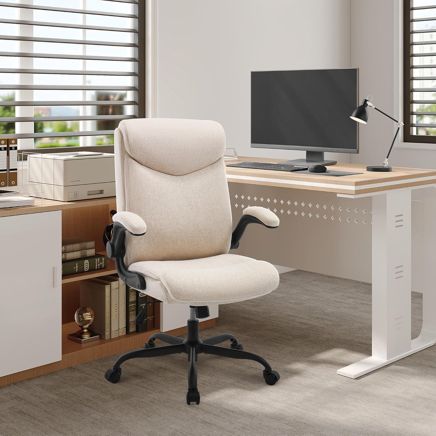 Office chair ergonomic computer chair with flip-up armrests