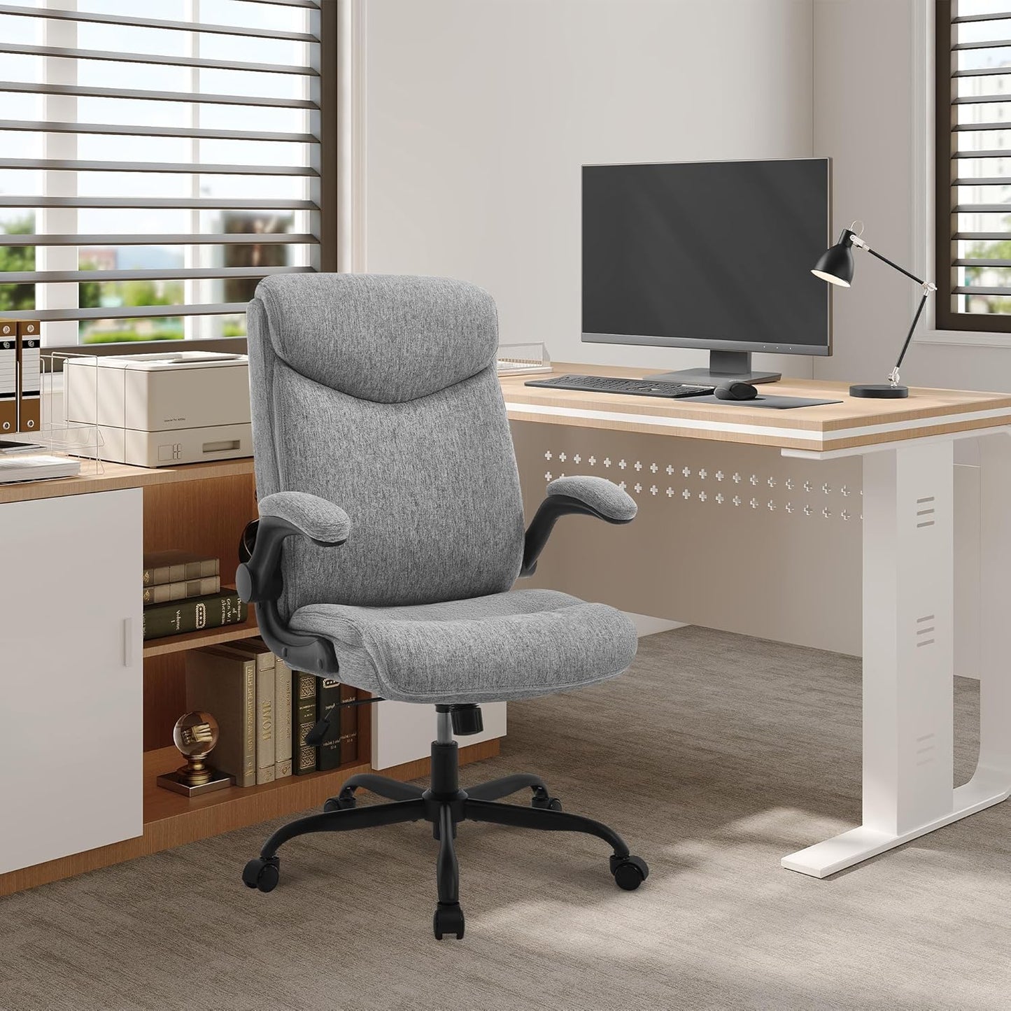 Office chair ergonomic computer chair with flip-up armrests